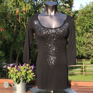 One black Sequin top M 3/4 sleeve Vintage USA